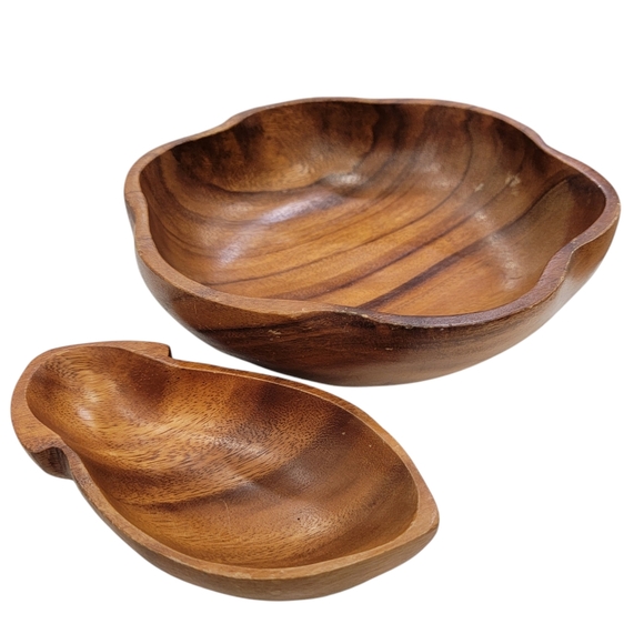 Vintage Mid Century Wooden Bowls Dishes Monkey Pod Wood Decorative Pieces - Picture 4 of 14